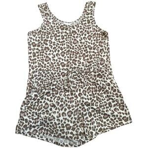 Wandering Dreams Leopard Sleeveless Shorts Tank & Shorts Pajama Lounge Set Sz L